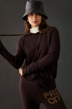 Budget ⭐ FREECITY Superfluff Lux Pullover Hoodie Sweatshirt BROWN ????