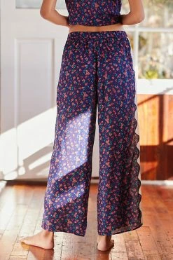 Discount 🧨 By Anthropologie Lace Sleep Pants BLUE MOTIF ✔️ -PAIGE-shop unnamed file 566