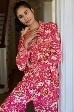 Wholesale β By Anthropologie Kari Long-Sleeve Sleep Top PINK COMBO β¨