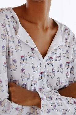 Outlet 🛒 Roller Rabbit Long-Sleeve Paca Sleep Set WHITE 😉 -PAIGE-shop unnamed file 606