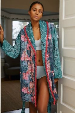 Buy ๐ By Anthropologie Quilted Robe BLUE GREEN ๐