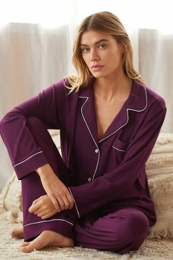 New 💯 Eberjey Gisele Long-Sleeved Sleep Set PLUM 😍