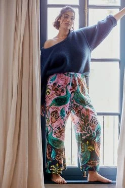 Coupon ???? By Anthropologie Raphael Balme For Anthropologie Peacock Flannel Sleep Pants PINK COMBO ???? -PAIGE-shop unnamed file 670