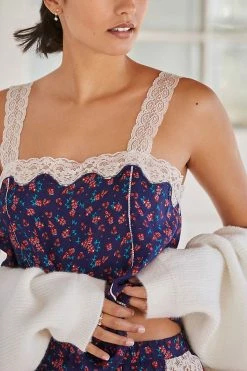 Hot Sale ⌛ By Anthropologie Lace Trim Top BLUE MOTIF ???? -PAIGE-shop unnamed file 688