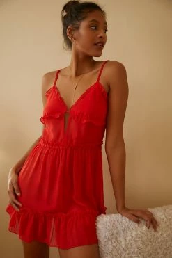 Best deal ❤️ Rya Collection Frida Ruffle Chemise RED 😉