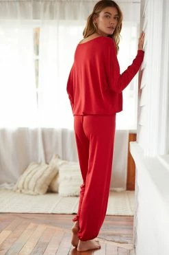 Buy 🧨 Eberjey Long-Sleeve Slouchy PJ Set RED ✨ -PAIGE-shop unnamed file 876