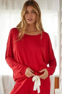 Buy 🧨 Eberjey Long-Sleeve Slouchy PJ Set RED ✨ -PAIGE-shop unnamed file 877