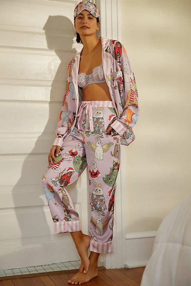 Cheap 😀 Karen Mabon 🎅 Christmas Cats Sleep Set PURPLE MOTIF ✔️ 3 Cheap 😀 Karen Mabon 🎅 Christmas Cats Sleep Set PURPLE MOTIF ✔️