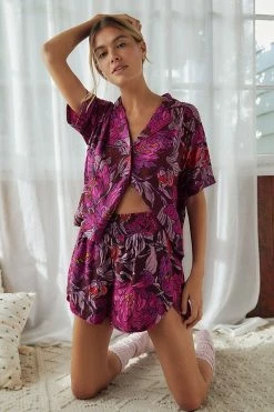 Deals 😀 By Anthropologie Marigold Sleep Shorts PURPLE MOTIF 😀