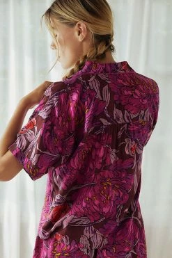 Outlet ❤️ By Anthropologie Marigold Sleep Top PURPLE MOTIF ???? -PAIGE-shop unnamed file 957