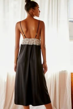 Promo ???? Flora Nikrooz Charmeuse Lace Night ???? Dress BLACK ???? -PAIGE-shop unnamed file 990